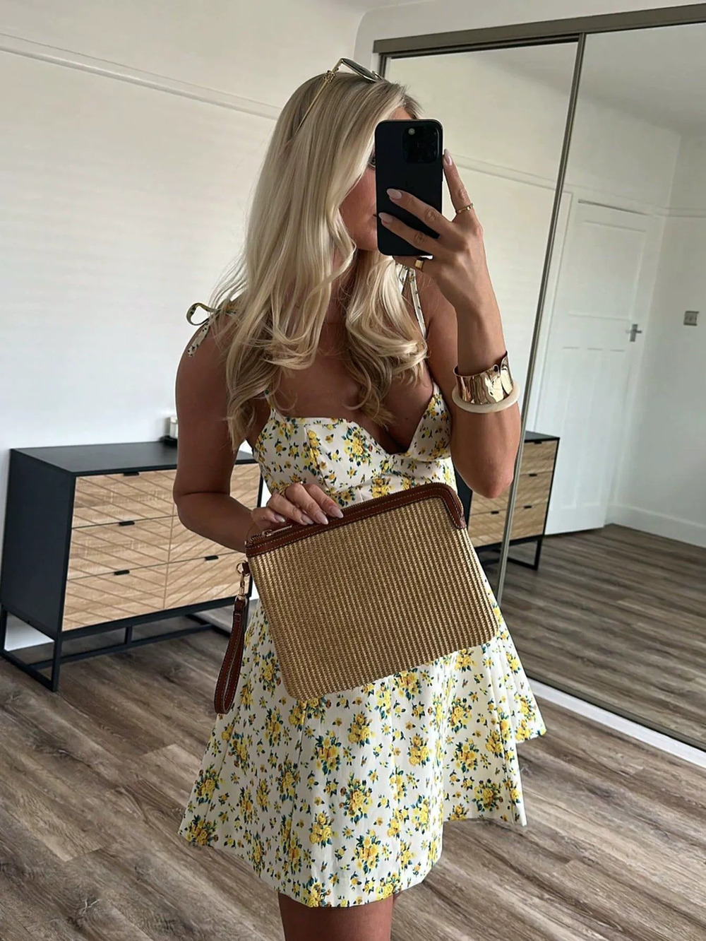 Spring Summer Floral Print Ruffle Dress Women Fall High End